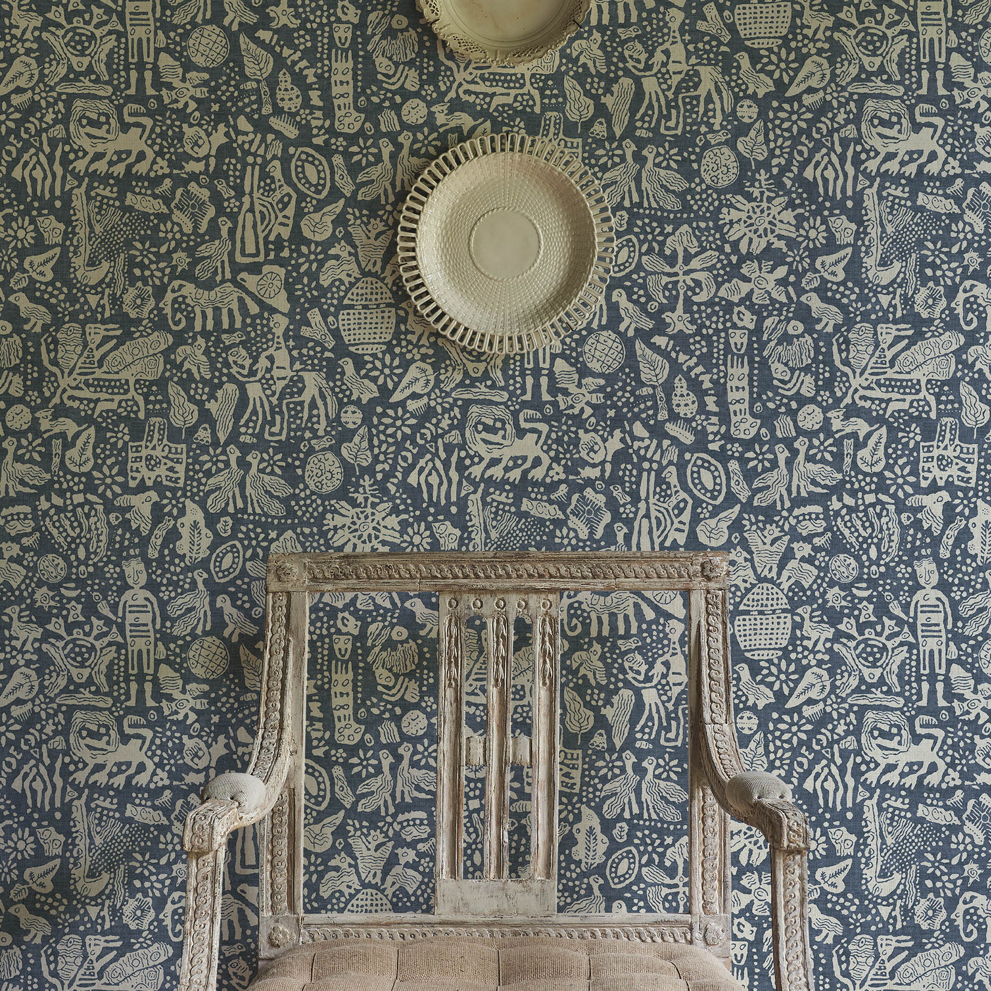 minna maze design wallpaper in room by lewis and wood